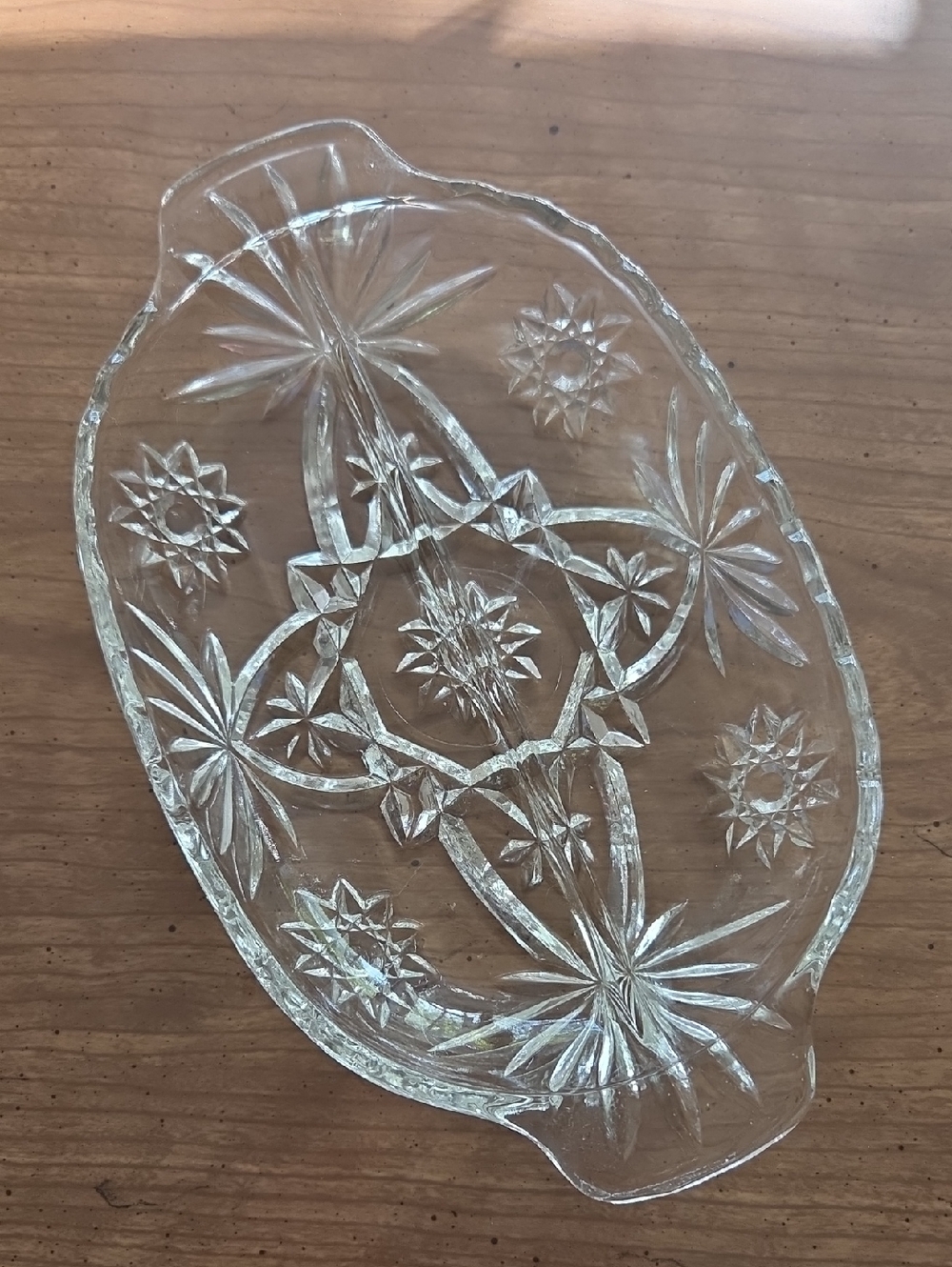 Vintage Anchor Hocking  Clear Cut Glass Decorative Serving Tray